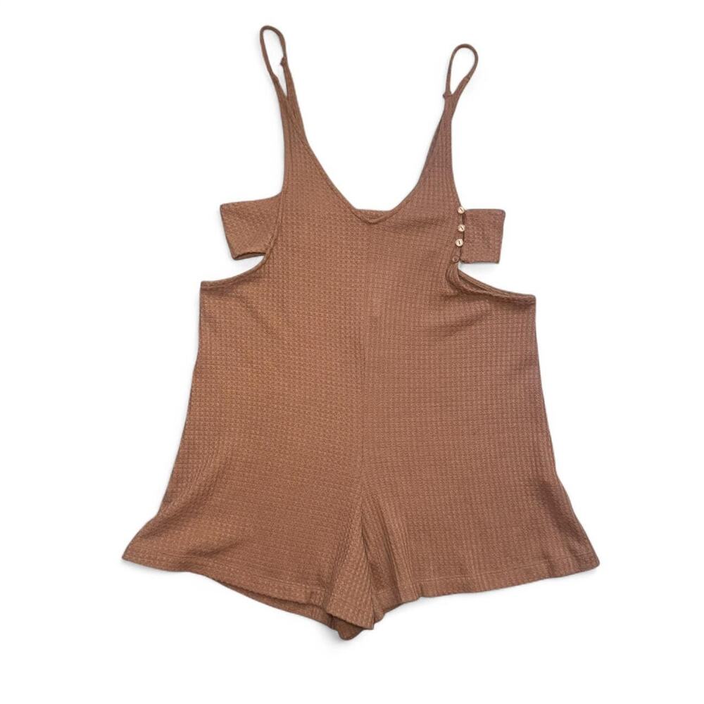 NEW Somedays Lovin Lost Lovers Light Brown Waffle Knit Romper — SMALL